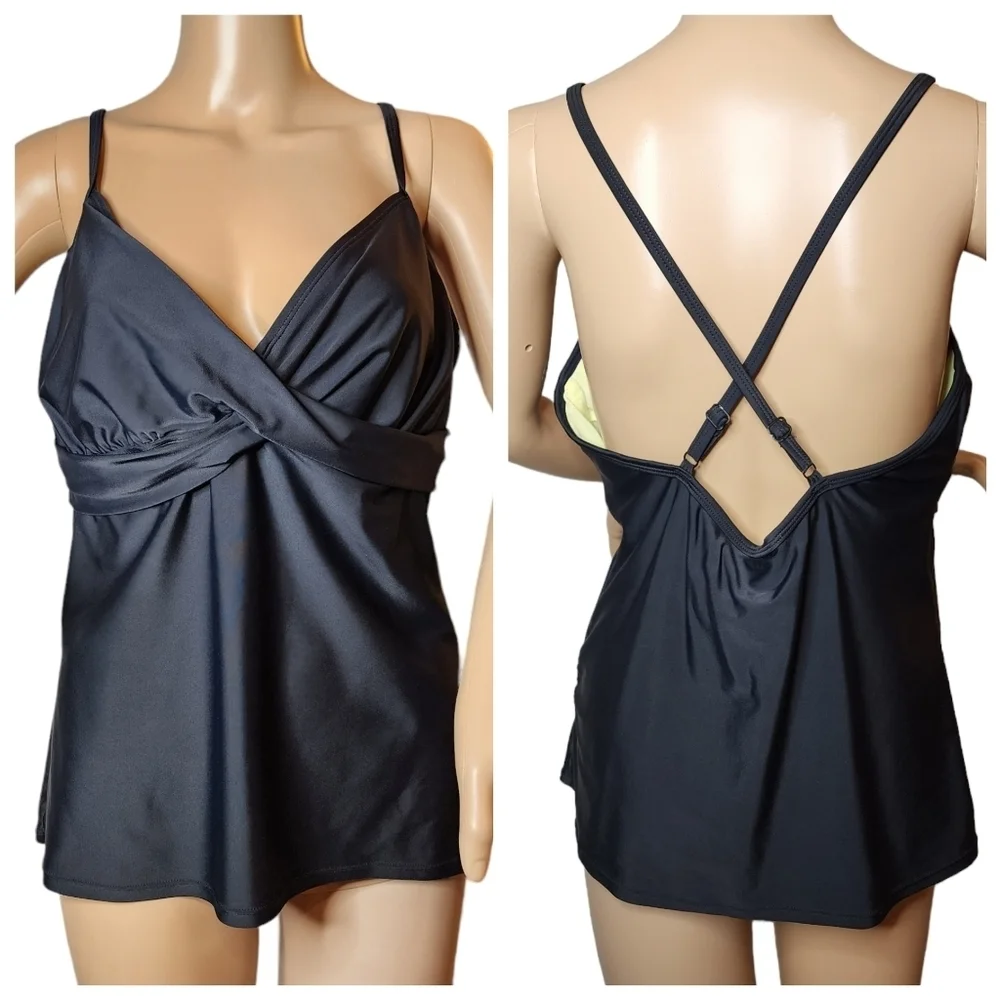 Athleta black swim tank tankini‎ top. Women's size 38D/DD.
